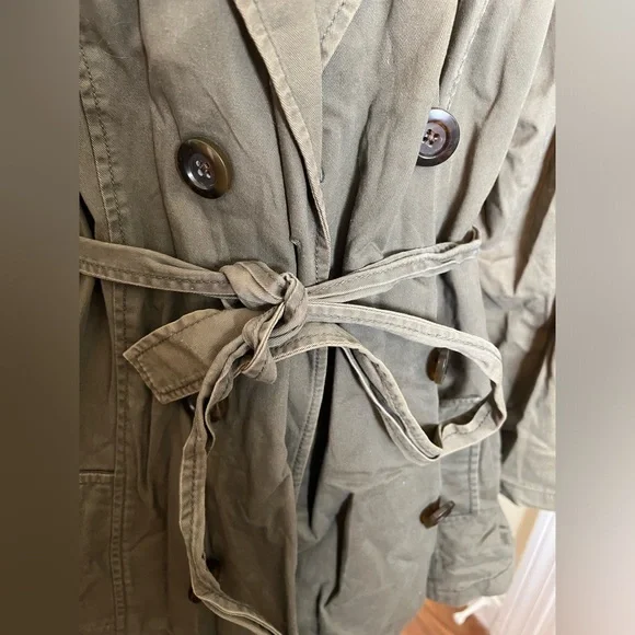 Old Navy 3X Double Breasted Army Green Waist Length Trench Coat - Picture 5 of 14